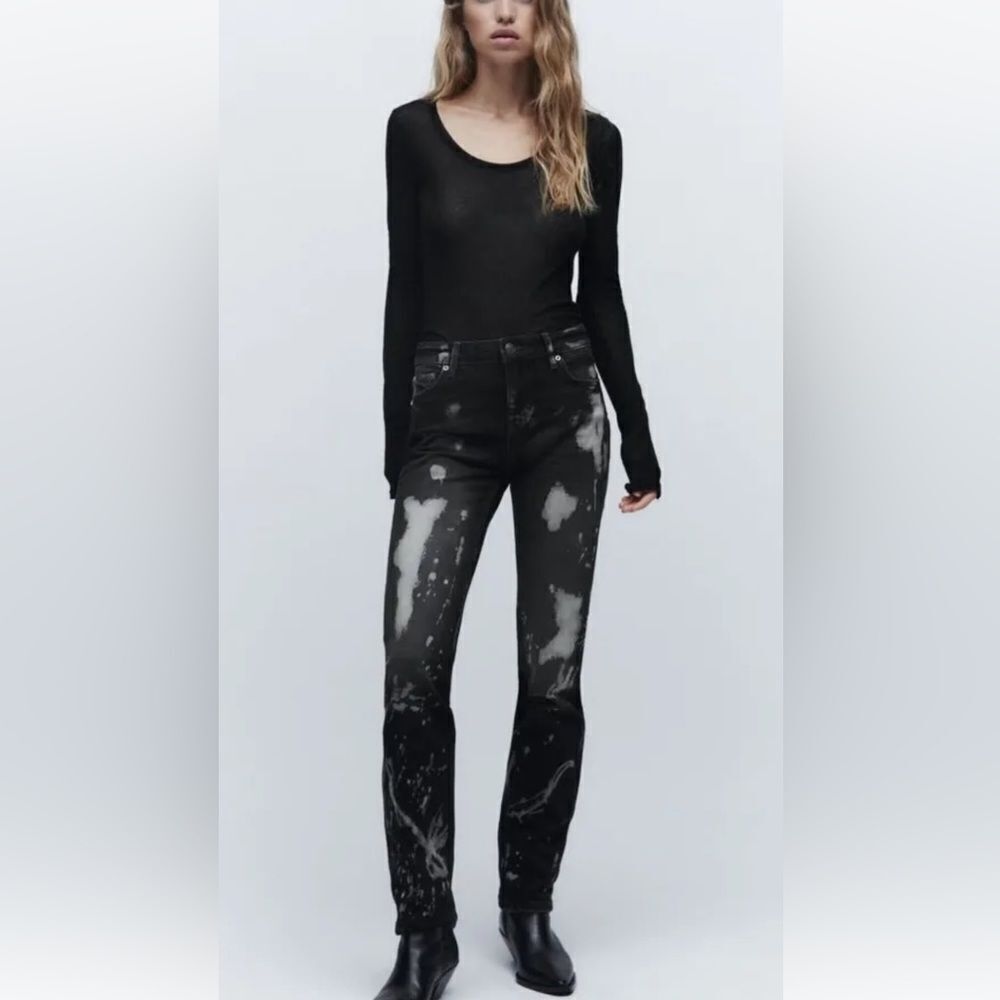 ZARA THE BLEACHED JEANS GRAY SIZE 34 ( US 2 )
